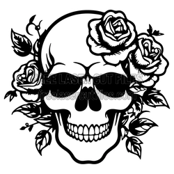 Skull with Roses Gothic Floral Cut File for Laser Cutting