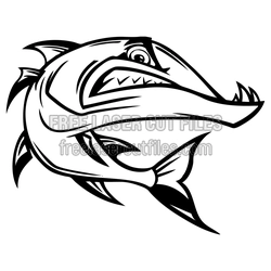 Barracuda Fish Clipart Design for Laser Cutting