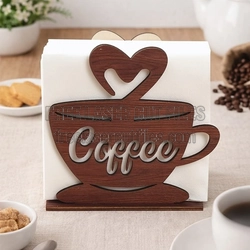 Coffee Cup Napkin Holder Laser-Cut Template for Wood
