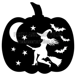 Halloween Witch Pumpkin Silhouette Laser Cut Design