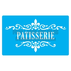 Patisserie Stencil Design with Ornamental Flourish