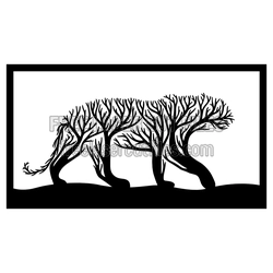 Tiger in Tree Branches Laser Cut Nature Silhouette