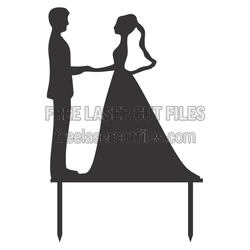 Wedding Couple Cake Topper Laser Cut File, Ready to Cut