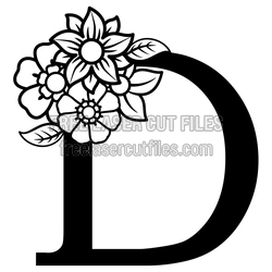 Floral Monogram Letter D Ready to Cut Free Design