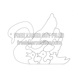 Goose Family Silhouette Template for Laser Cutting