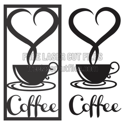 Heart Coffee Sign Laser Cut File for DIY Kitchen Decor