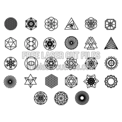 Sacred Geometry Mandala Set for Laser Cut Decor