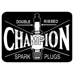 Vintage Champion Spark Plugs Double Ribbed Sign