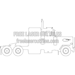 Big Rig Truck Silhouette Laser Cut Template