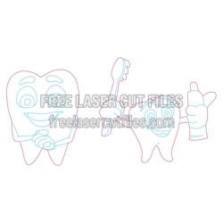Funny Cartoon Tooth Laser Cut File, Dental Care Craft Design