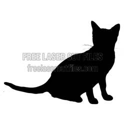 Sitting Cat Silhouette Laser Cut File, Ready to Cut
