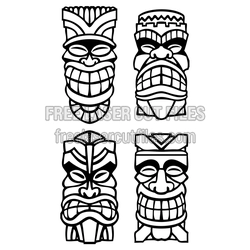 Tiki Tribal Mask Set - Ready to Cut Vector Design