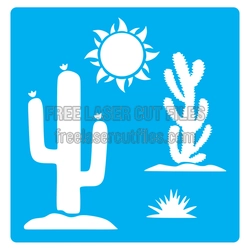 Desert Cactus Stencil Set for Laser Cutting