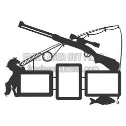 Fishing-Themed Triple Photo Frame Laser Cut Template