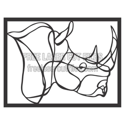 Rhino Line Art Laser Cut Decor Template