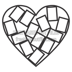 Heart Photo Collage Frame Laser Cut File, Ready to Cut