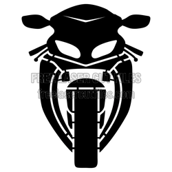 Motorcycle Front View Silhouette, Laser Ready Clipart
