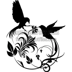 Swirling Birds Decorative Panel Template for Laser Cutting