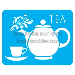 Tea Stencil Design for Laser Cutting, Ready to Cut