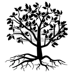 Tree Silhouette with Roots Free Laser Cut File