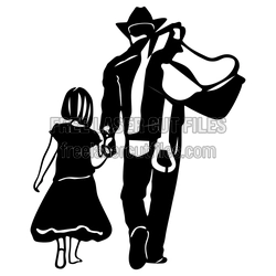Cowboy and Daughter Silhouette Wall Art, Free Laser Cut File