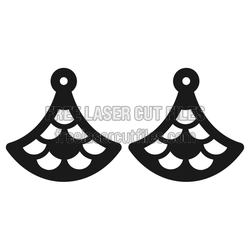 Fan-Shaped Dangle Earrings Laser Cut File, Ready to Cut
