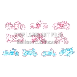 Motorcycle Silhouette Set, Ready to Cut Laser File