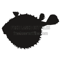 Pufferfish Silhouette Laser Cut File, Ready to Cut