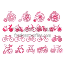 Decorative Bicycle Motifs Laser Cut Vector Set