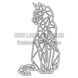 Geometric Sitting Cat Laser Cut File, Ready to Cut