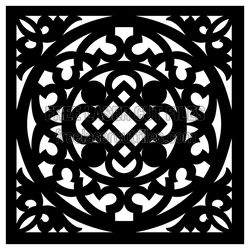 Ornamental Screen Pattern Panel for Laser Cutting