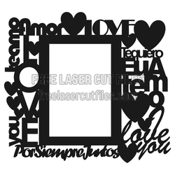 Valentine Portrait Frame with Love Words, Ready to Cut