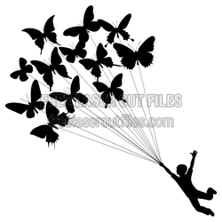 Boy with Butterflies Wall Art SVG, Ready to Cut Design