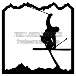 Freestyle Skiing Silhouette Laser Cut Clipart Design