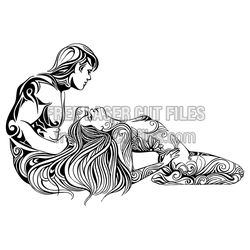 Artistic Couple Drawing Template for Laser Cutting