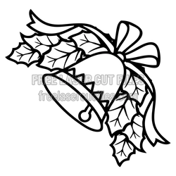 Christmas Bell with Holly Leaves Laser Cut File
