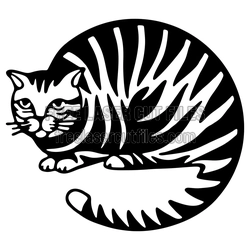 Curled Cat Silhouette Laser Cut File, Ready to Cut