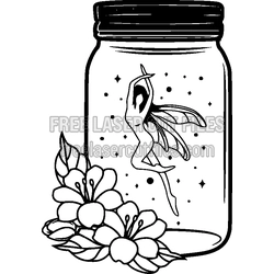 Fairy in a Mason Jar Floral Laser Cut File, Ready to Cut