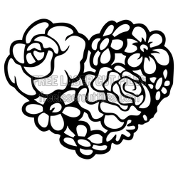 Floral Heart Clipart Laser Cut Design, Ready to Cut
