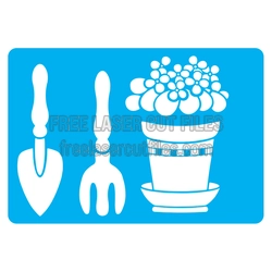 Garden Tools and Flower Pot Stencil Laser Cut File