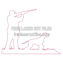 Hunter and Dog Silhouette Laser Cut File, Ready to Cut