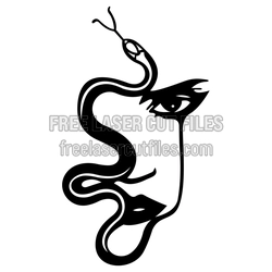 Snake Lady Face Art Laser Cut Design, Free DXF File