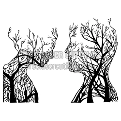 Tree Couple Face Silhouette Laser Cut Design