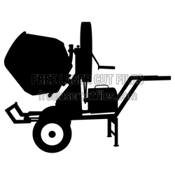 Concrete Mixer Silhouette Clipart, Laser Cut Ready File