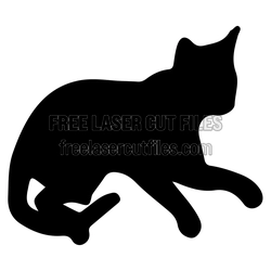 Sleeping Cat Silhouette Laser Cut File, Ready to Cut