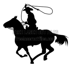 Western Cowboy Silhouette Cutout Template