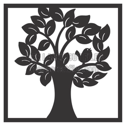 Bird in Tree Silhouette Laser Cut File for DIY Decor