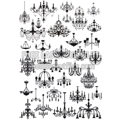 Chandelier Silhouette Template Pack for Laser Cutting