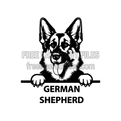 German Shepherd Dog Peeking Sign Laser Cut File