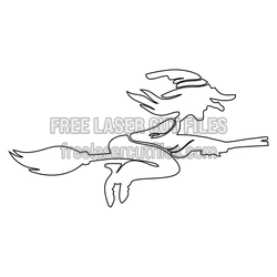 Flying Witch Halloween Laser Cut File, Ready to Cut
